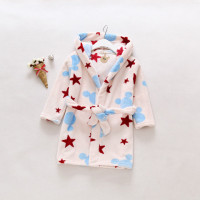 水貂绒儿童浴袍法兰绒睡家居衣宝宝睡袍珊瑚绒加厚男女童j浴袍