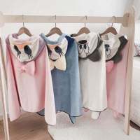 儿童卡通浴巾沙滩巾小孩斗篷可爱浴袍吸水男女中大童浴巾带帽新款