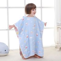 纯棉连帽浴巾儿童宝宝带帽纱布斗篷浴袍可穿浴巾纱布柔软