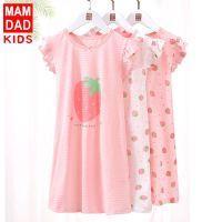 女童睡裙夏季薄款儿童纯棉家居服短袖中大童宝宝睡衣竹节棉空调服