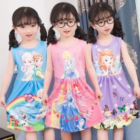 儿童睡裙宽松短袖夏季宝宝薄款家居大童女童小女孩公主卡通连衣裙