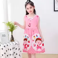 儿童绵绸睡裙夏季可爱公主连衣裙中大童女孩无袖连衣裙家居服睡衣