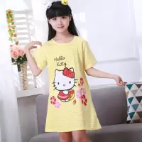 儿童睡裙纯棉女童睡衣短袖睡裙家居服kt睡裙公主服可外穿空调服