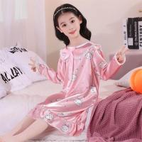 女童睡衣长袖睡裙春秋季中小童连衣裙女孩公主儿童薄款睡裙家居服