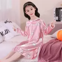 女童睡衣长袖睡裙春秋季中小童连衣裙女孩公主儿童薄款睡裙家居服