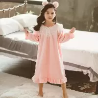 儿童睡衣秋冬季加厚款法兰绒女童珊瑚绒睡裙中大童保暖宝宝家居服