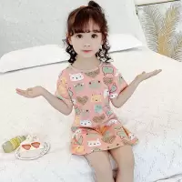 女童睡裙纯棉2020夏季新款女孩公主家居服连体短袖儿童睡衣裙睡衣