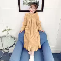 女童睡裙儿童秋冬季珊瑚绒睡衣中大童睡袍小女孩法兰绒公主家居服