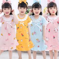 女童精梳棉睡裙中大童裙子夏季短袖亲子装小女孩睡衣儿童家居服