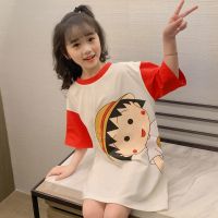 女童睡裙夏季纯棉卡通亲子装短袖连体儿童睡衣女孩大码母女家居裙