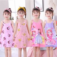 儿童睡衣女棉质睡裙夏季卡通苏菲亚公主连衣裙薄款吊带短袖家居服