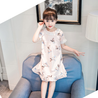 女童纯棉睡裙夏季短袖中大童小女孩亲子装宽松家居服薄款儿童睡衣