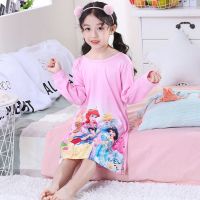 春秋季儿童睡衣女卡通小孩中大童宝宝公主可爱睡裙长袖薄款家居服