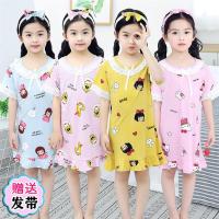 儿童纯色棉质睡裙女童装夏季短袖小女孩薄款睡衣公主裙宝宝家居服