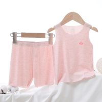夏女童背心短裤套装外穿冰丝无痕家居服小孩儿童睡衣男女宝宝打底