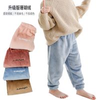 秋冬儿童珊瑚绒裤子男童宝宝法兰绒暖暖裤女童加绒睡裤保暖家居裤