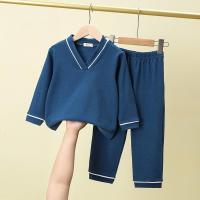 v领德绒儿童家居服套装中大童亲子装保暖宽松长袖长裤睡衣两件套