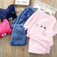 儿童睡衣秋冬法兰绒家居服2020新款宝宝加绒加厚套装小孩保暖冬装