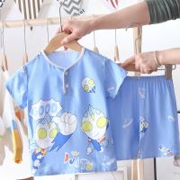 夏季儿童睡衣棉绸家居服男童女童装夏天宝宝薄款男孩套装绵绸短袖