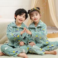 秋冬季童装法兰绒儿童睡衣长袖珊瑚绒男童女童小孩宝宝家居服套装