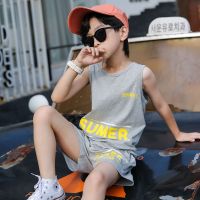 男童背心套装纯棉夏季新款儿童宽松无袖两件套中大童家居服潮童装