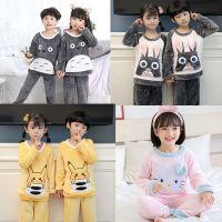 儿童睡衣冬季女童珊瑚绒睡衣卡通法兰绒童装睡衣中大童家居服套装