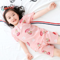 夏季棉绸儿童女童睡衣短袖薄款小孩中大童绵绸女孩宝宝家居服套装