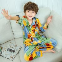 金丝绒儿童睡衣长袖套装春秋冬季小孩男女中大童宝宝保暖款家居服