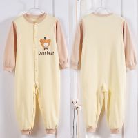 可爱儿童连体睡衣纯棉秋冬季夏季男童女童宝宝防踢家居空调服