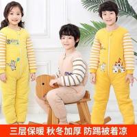 儿童连体睡衣冬季加厚保暖男童女童纯棉家居服女宝宝大童哈衣秋冬
