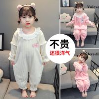 宝宝睡衣秋冬季儿童珊瑚绒加厚防踢睡袋婴儿女童法兰绒连体家居服