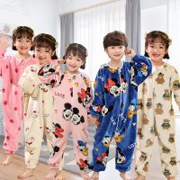 宝宝连体睡衣法兰绒秋冬季加绒加厚珊瑚绒儿童家居服婴儿爬服睡袋
