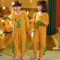 可爱儿童连体睡衣纯棉护肚防着凉春秋款男童女童家居服可外穿