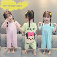 婴幼儿童连体睡衣夏季薄款短袖中小童防踢女童夏装家居服空调宝宝