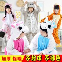 2019秋冬款儿童皮卡丘连体睡衣卡通动物男女孩长袖宝宝加厚家居服