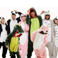 秋冬季儿童卡通连体睡衣恐龙宝宝男孩女童法兰绒家居服母女父子装