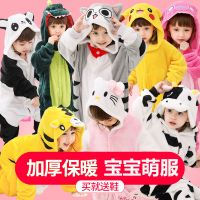 儿童连体睡衣女秋冬季恐龙服演出服珊瑚绒宝宝睡衣男大童家居服厚