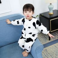 儿童连体睡衣女童秋冬加厚珊瑚绒1-3岁0加绒睡袋宝宝法兰绒家居服