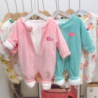 宝宝珊瑚绒睡衣儿童连体睡衣秋冬季法兰绒爬服加厚睡袋女童家居服