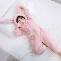儿童珊瑚绒睡衣女童冬卡通可爱连体睡袋保暖法兰绒加厚家居服套装