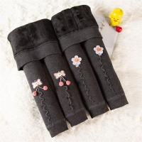 新款洋气木耳边儿童裤子冬季女童加绒打底裤加厚保暖外穿高腰长裤