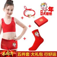 儿童本命年内衣内裤套装红色12岁女孩三角平角裤中大童学生红背心