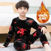 儿童男童双面绒保暖内衣套装男孩秋衣秋裤中大童冬季睡衣居家服潮
