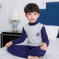 儿童纯棉内衣套装男童中领秋衣秋裤男孩中大童全棉春秋睡衣