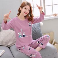睡衣女秋季套装棉质长袖两件套女士学生秋冬天韩版卡通时尚家居服