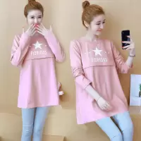 哺乳衣夏季外出春装长袖喂奶衣服上衣产后月子大码套装孕妇装秋装