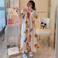 性感睡衣女春秋冬季珊瑚绒加厚加绒法兰绒长款睡裙女士冬天家居服