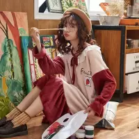 珊瑚绒睡裙女长袖秋冬季加厚加绒韩版可爱法兰绒睡衣外穿孕妇ins