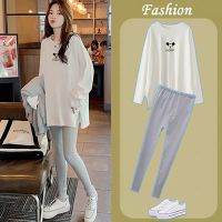 孕妇秋装套装时尚宽松休闲两件套纯棉孕妇上衣+托腹裤潮妈秋季