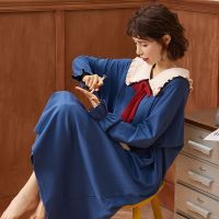 睡衣女春秋长袖棉质韩版睡裙女夏季甜美可爱公主中长款宽松家居服